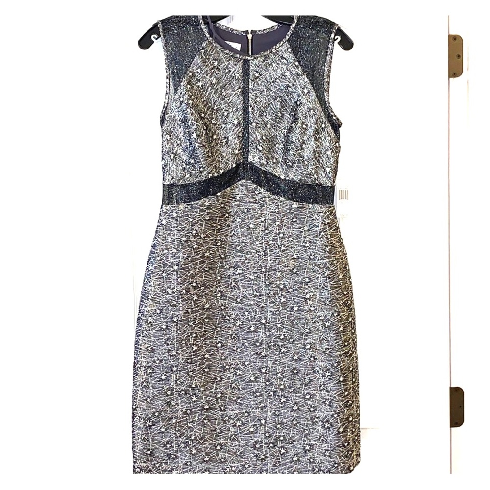 PHOEBE Silver Pewter Metallic Sleeveless Dress